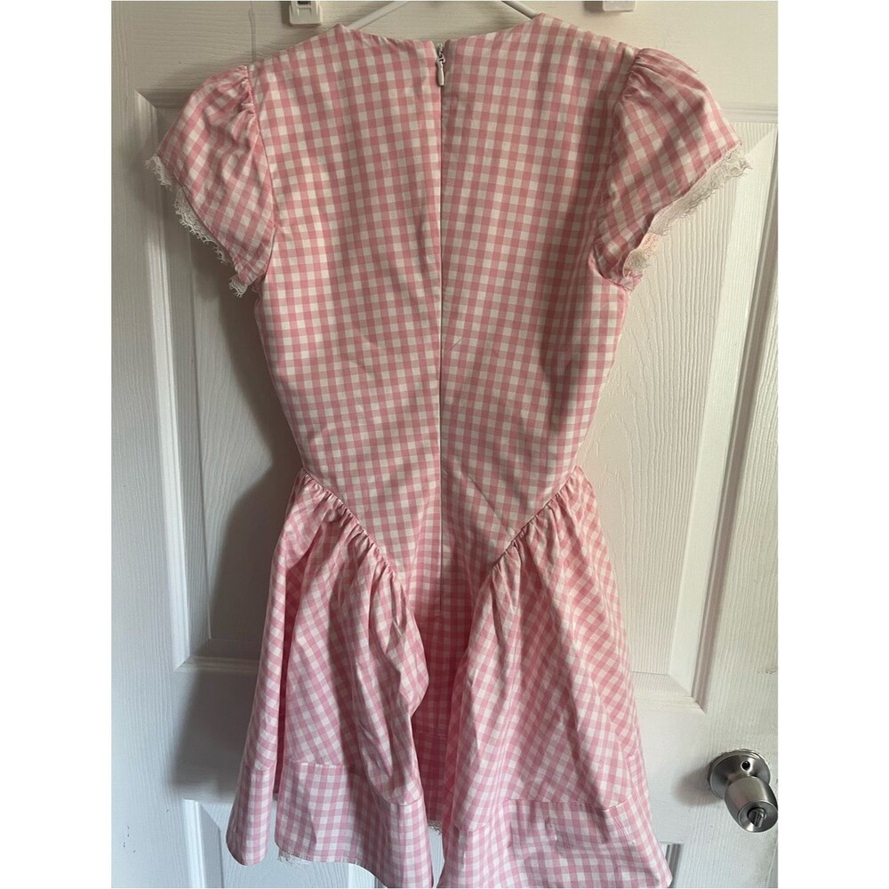 House of CB Mini Dress Pink Gingham Emiliana Short Sleeve size XS - Picture 9 of 12